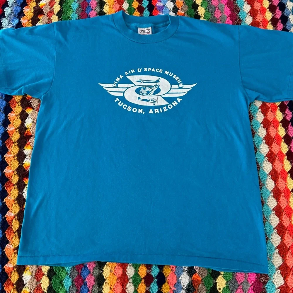 Vintage 90s Single Stitch Pima Air Space Museum Tuscon Arizona Tee Teal … - Picture 5 of 13